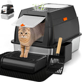 Caja Vivifying con entrada frontal de acero inoxidable, ideal para gatos grandes.