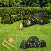 VIVOHOME seis-en-uno jaula exterior para gatos, juego seguro al aire libre.