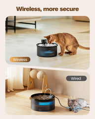 VKIMISS bebedero-gato-inalambrico-bandeja-acero-inoxidable: limpieza higiénica y durabilidad