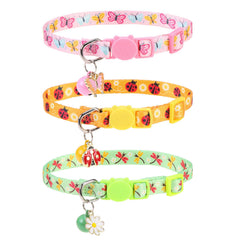 VKPETFR collar de gatos con patrón insectos, pack de 3, visual atractivo.