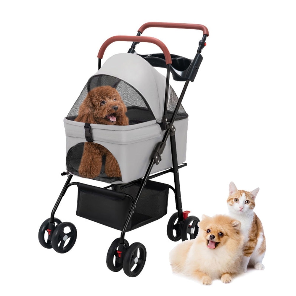 VOCRVSJY carrito de paseo con ruedas 360 para mascotas, estabilidad en cualquier terreno.