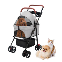 VOCRVSJY carrito de paseo con ruedas 360 para mascotas, estabilidad en cualquier terreno.