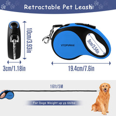 VTOPVMAX correa retractil 360° sin enredos facilita paseos sin tropiezos.