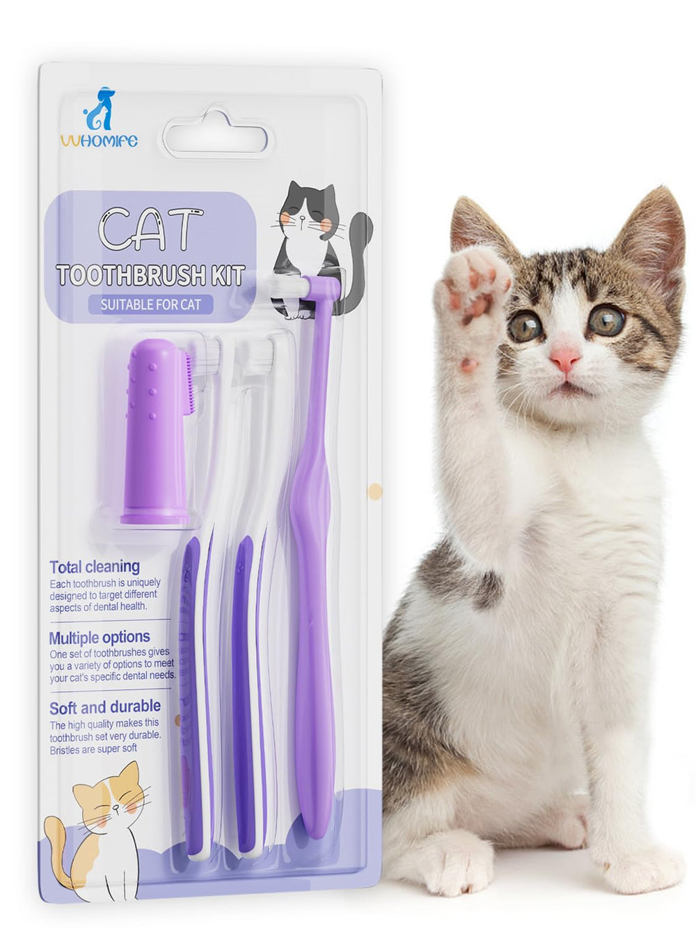 VVHOMIFE muestra cuidado bucal completo para gato y encías sensibles.