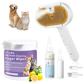 VVWVVW Cepillo vaporizador para mascotas, frente, ayuda a retirar pelo suelto con suavidad.