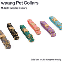 Collar waaag pet diseño creciente celeste, ideal para paseos y fiestas.