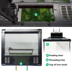 Waazoorep Mini Terrario: tapa superior de malla para ventilación y luz