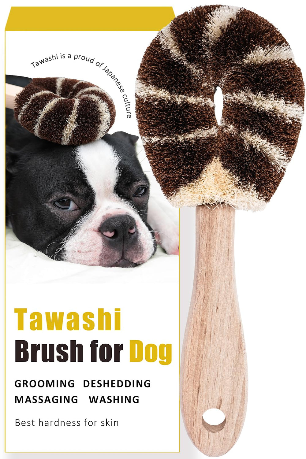 Wablade Tawashi para perro, limpieza natural suave que cuida el pelaje.