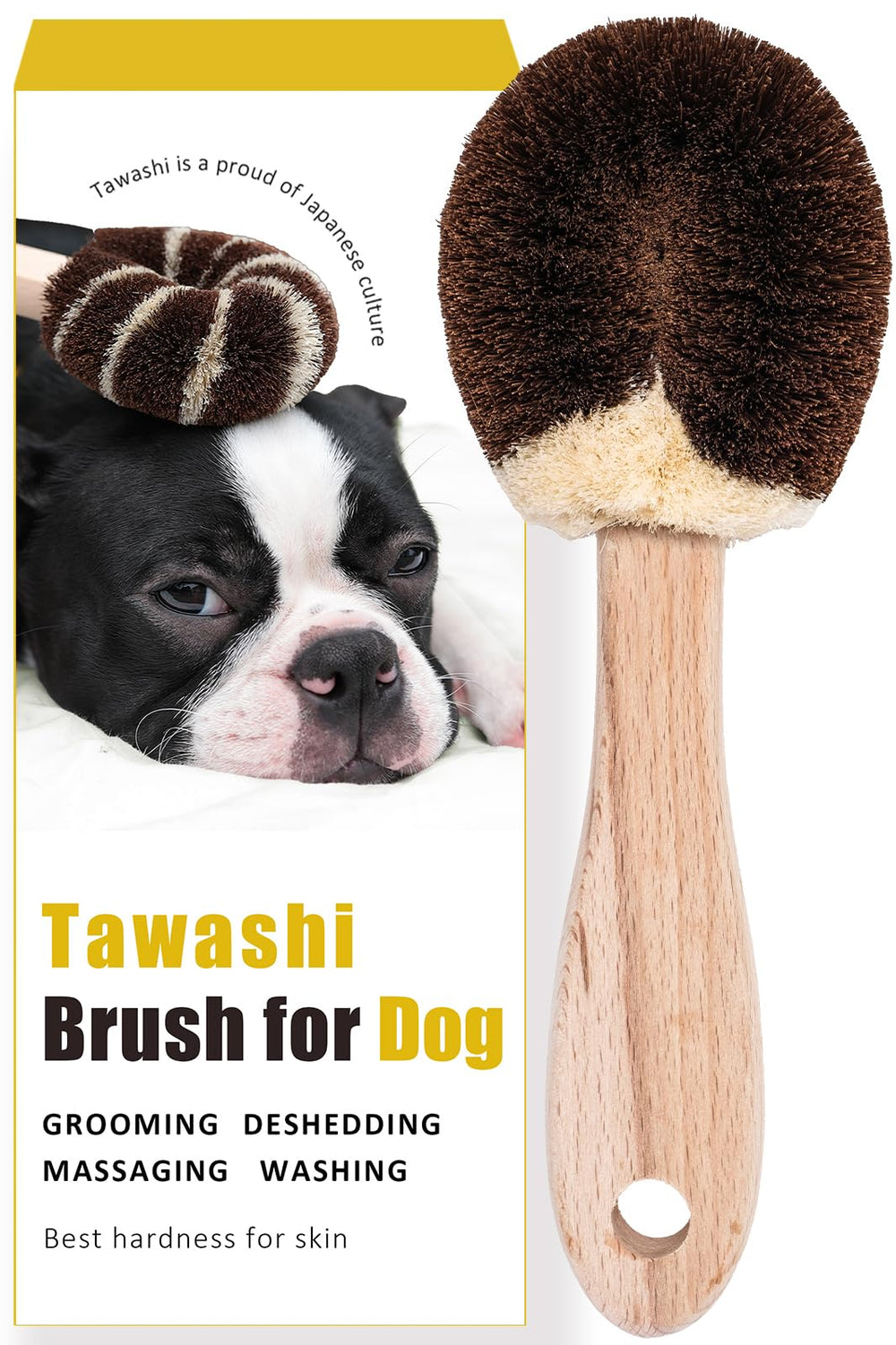 Wablade Tawashi para perro con pelo natural, cepillado suave y cómodo.