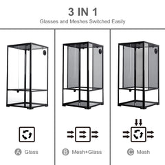 WACOOL tanque reptil 50 gal diseño 3-en-1 en lados ofrece flexibilidad para distintas especies.