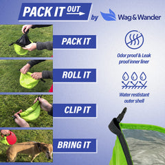 Capacidad de 2L Wag & Wander para desechos y objetos pequeños.