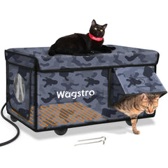 Casa Wagstro caliente exterior, protección contra clima y comodidad para tu gato al aire libre.