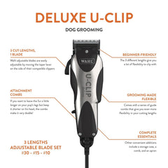 Wahl Pro Animal Deluxe U-Clip con ajustes 8mm, 1-5mm y 1-8mm para longitudes