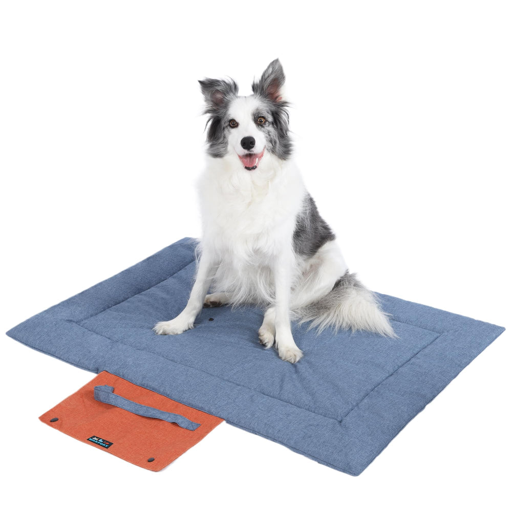 Almohadilla Warfort para perro plegable teflón Oxford azul, ideal para camping.