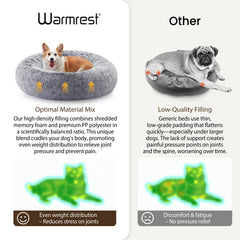 Warmrest: cama en forma de dona para perro, ideal en interiores y viajes.