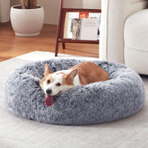 Warmrest: cama en forma de dona para perro mediano, descanso cómodo y cálido.