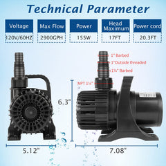 WaterRebirth PS-2900 bomba sumergible, diseño anfibio para uso dentro y fuera del agua.