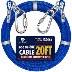 Watfoon cable de acero 20 ft azul, resistente para uso exterior con perros.