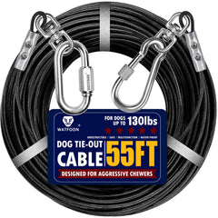 Watfoon cable de acero 55 pies para exterior, resistencia y libertad para tu perro.