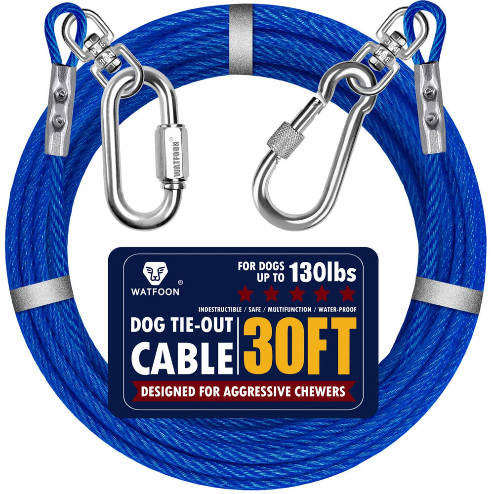 Watfoon cable de acero para perro 30ft, resistente para exteriores.