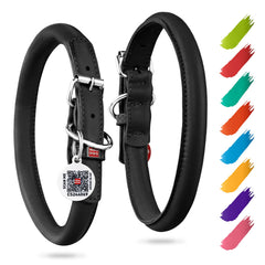 WAUDOG collar de cuero rolado ultra suave con cierre metálico para paseos cómodos