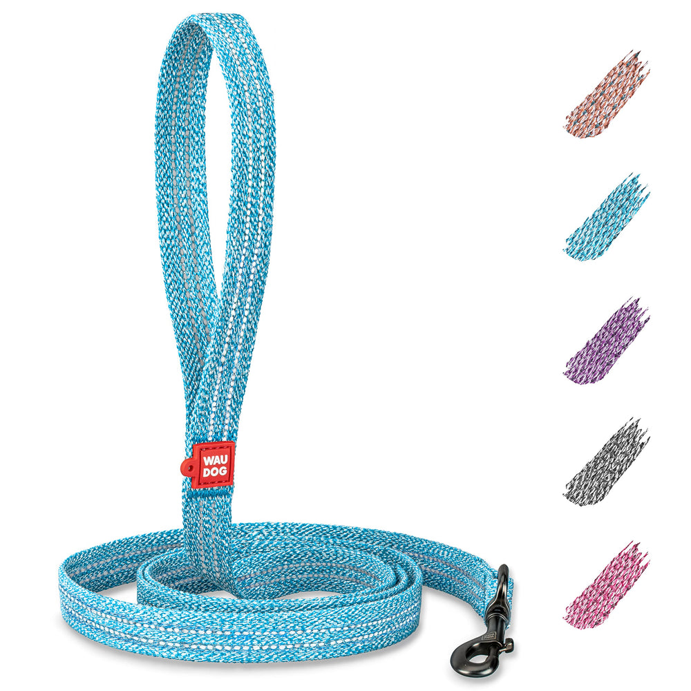 WAUDOG correa para perro de algodón reciclado con borde reflectante, ideal para paseos nocturnos.