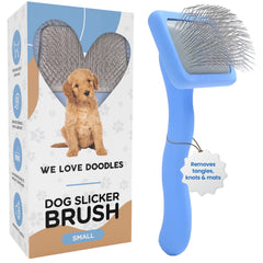 We Love Doodles cepillo slicker para perros elimina nudos en pelaje largo.