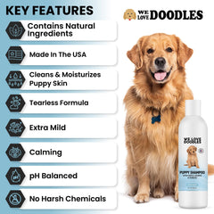 We Love Doodles champú para cachorros, ingredientes de avena, cuidado calmante para piel sensible.