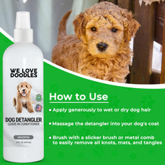 Sesión de cepillado suave con el desenredante para perros We Love Doodles
