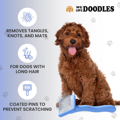 We Love Doodles Cepillo Slicker ideal para desenredar y desmatar pelaje suave.