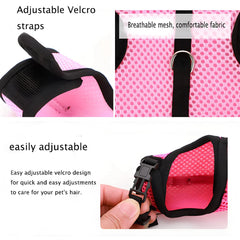 WeimoMonkey arnés para gatito con malla rosa, cómodo para paseos en casa o parque.