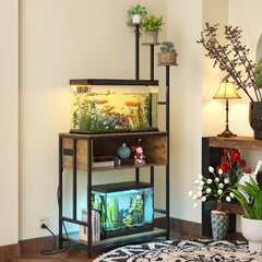 Welfuturer estante acuario 20 galones con plantas superiores para exhibición elegante.