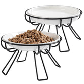 Wellbro conjunto para gato cerámico de 5-9 pulgadas, cuenco cómodo para comidas.