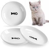 Wellbro cuencos cerámicos para gatos, vista superior, ideal para alimentar varias mascotas.