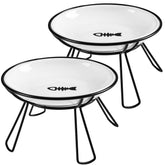 Wellbro doble tazón cerámico elevados para agua y comida, ideal para gatos.
