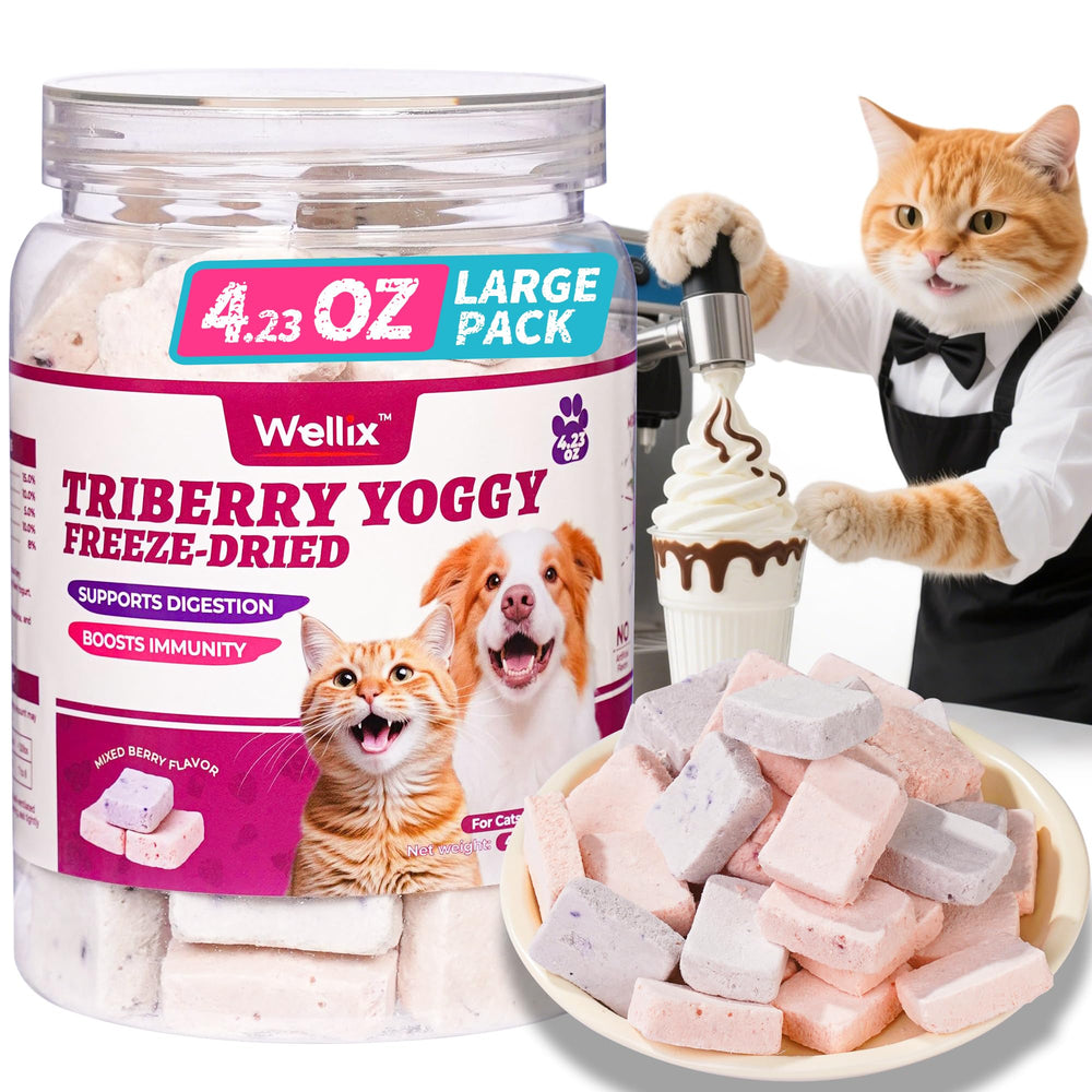 Wellix bocaditos de yogur congelado para gatos y perros, crujientes y sabrosos