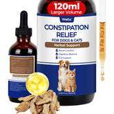 Wellix 4oz para gatos y perros, frasco visible para aliviar el estreñimiento.