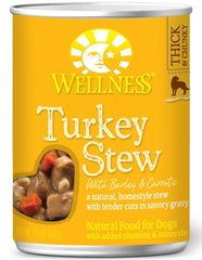 Wellness lata de res estofado sin granos para perros.