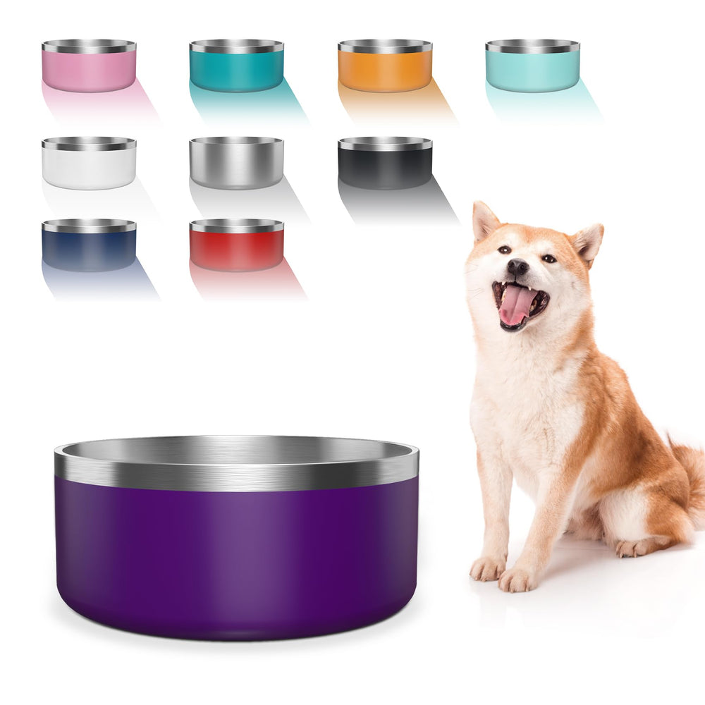 Cuenco Wenbokmin de acero inoxidable 64oz purpura para comida y agua de perro