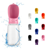 WePet botella de agua portátil para perros rosa, 700 ml, perfecta para paseos largos.