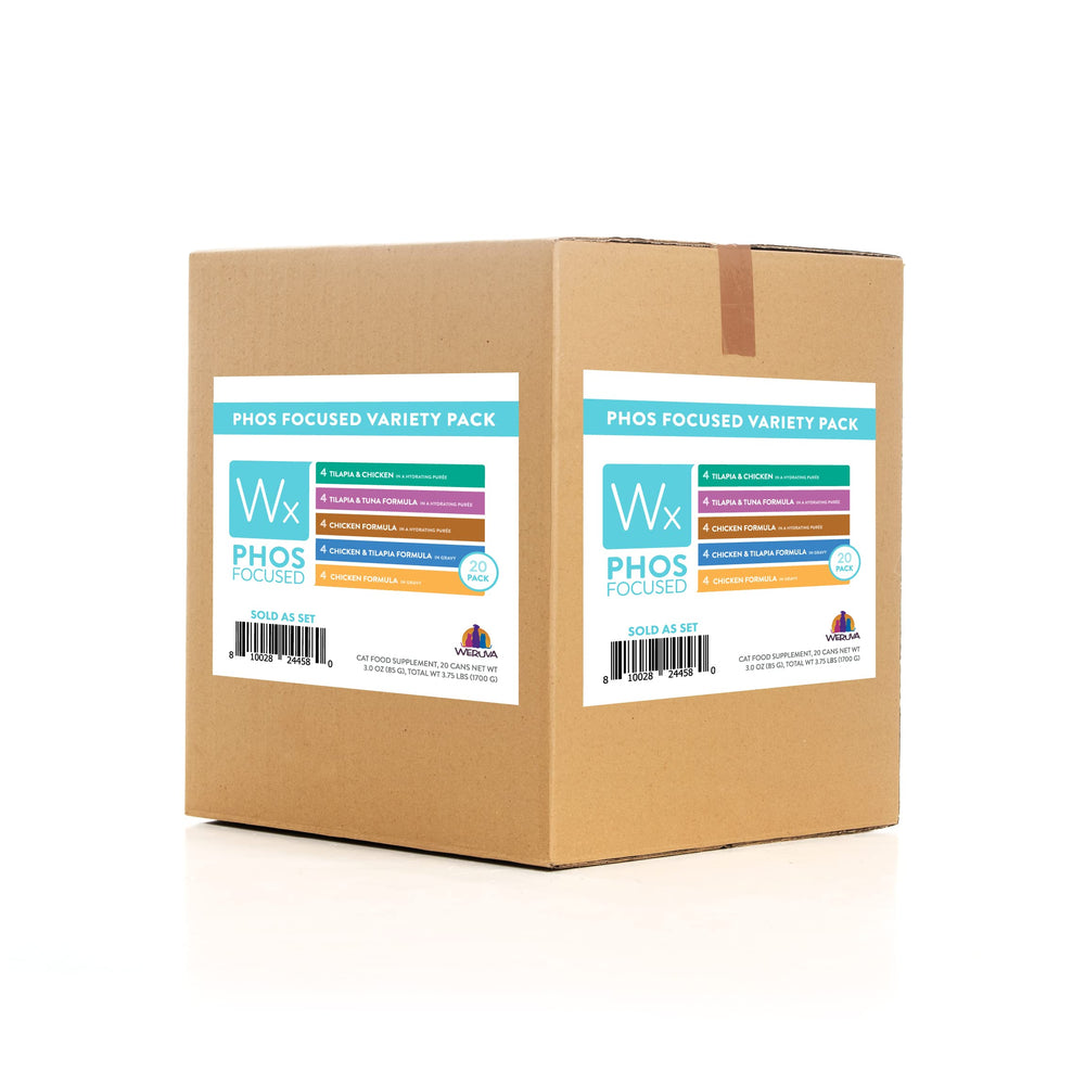Weruva Wx Phos Focused, variedad de latas 3oz, ideal para porciones diarias