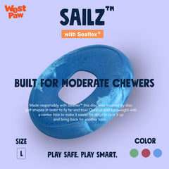 WEST PAW Seaflex Sailz juguete para perros en Zogoflex, mordisqueos moderados