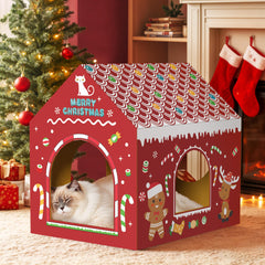 WESTERN HOME casa de gatos con frente abierto para jugar en Navidad