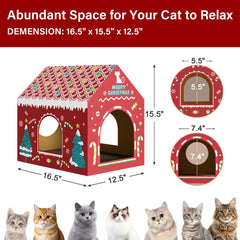 WESTERN HOME casa-gatos-carton-rascador-integrado, fomenta rascar y ejercitarse