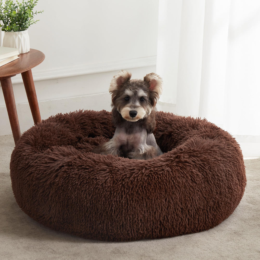 Cama para perro WESTERN HOME WH calmante, capa de felpa sintética suave para descanso cómodo