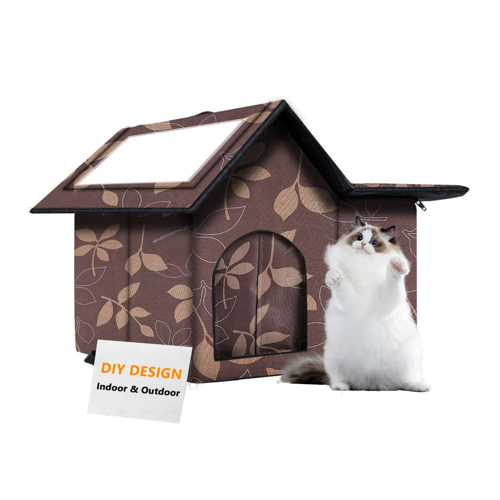 WHDPETS casa-gato-exterior-grande-aislada: refugio cálido para gatos al aire libre en invierno.