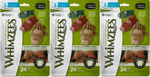 Whimzees Alligator dental chews en empaque 3-pack para cuidado dental diario.