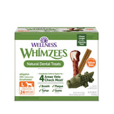 Whimzees Wellness Box frente del empaque, ideal para limpieza dental diaria.