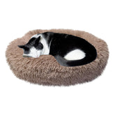 Whiskers & Friends, cama gato rosquilla: refugio cálido para relajación y descanso.