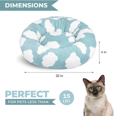 Whiskers & Friends cama para gatos con borde ortopédico, apoyo para cabeza y cuello.
